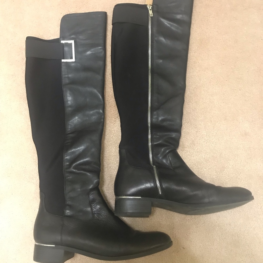 🕷CALVIN KLEIN🕷 Black Leather Over the Knee Boots
